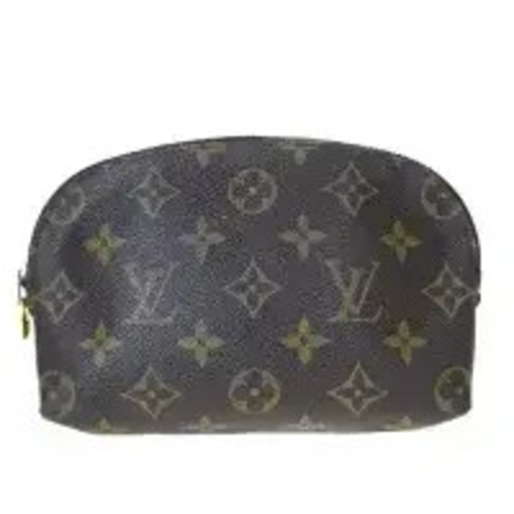 Louis Vuitton Pochette Cosmetic Monogram Leather Shoulder Bag Black Gray